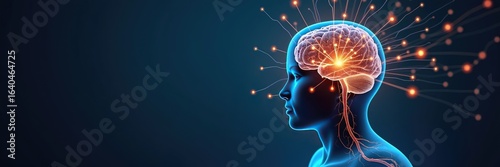 Active human brain depicted in profile view.