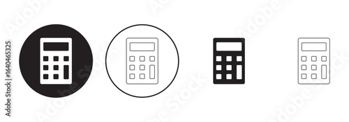 Calculator icon. Symbol of tax accounting scientific keyboard device. Vector set of numeric mathematical formula solving digital counter Calculator icon in outline and solid style Vector eps 10