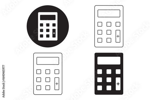 Calculator icon. Symbol of tax accounting scientific keyboard device. Vector set of numeric mathematical formula solving digital counter Calculator icon in outline and solid style Vector eps 10