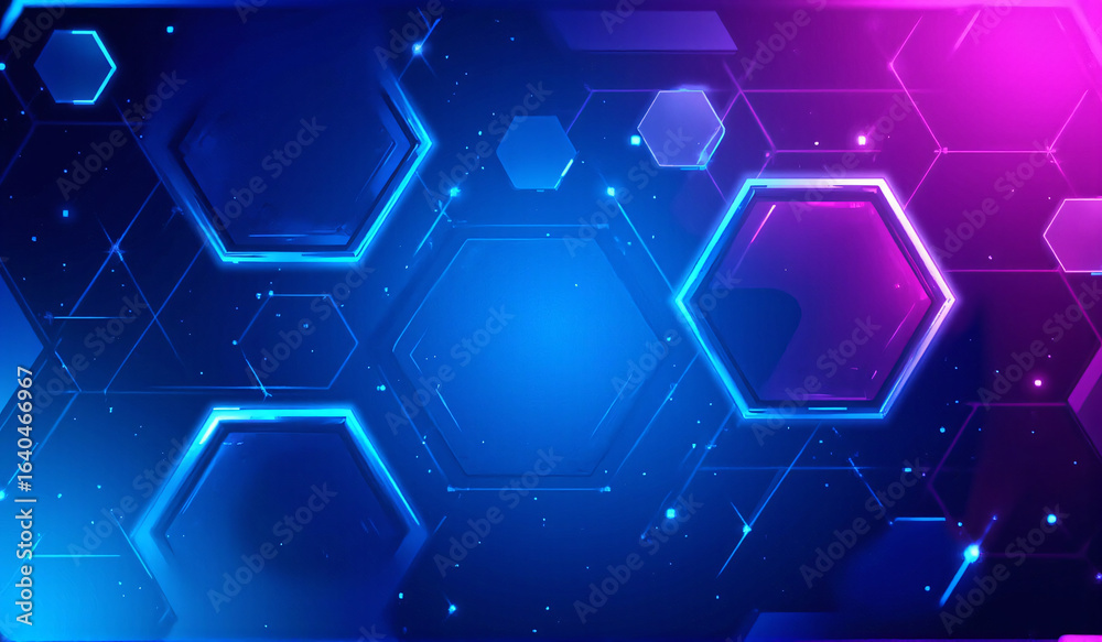 A blue and pink background with hexagons and stars. A blue and pink background with hexagons and stars.