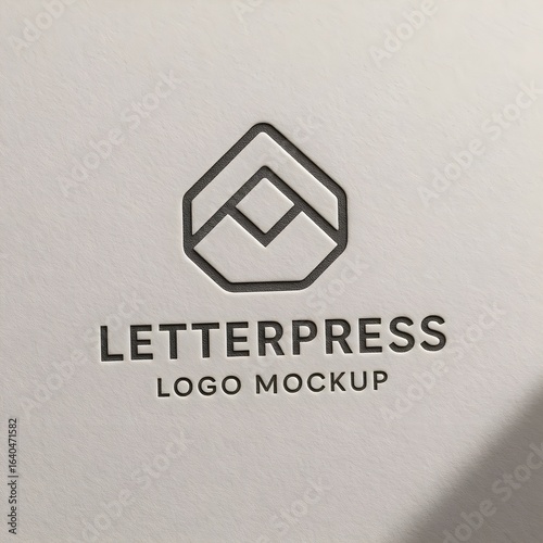 Minimalist letterpress logo mockup on textured paper