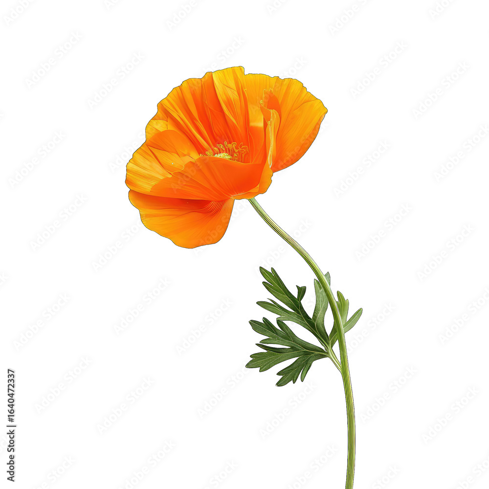 Naklejka premium Orange poppy, detailed illustration