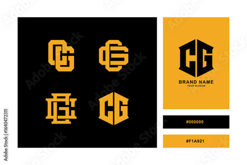 Monogram collection letter cg or gc with interlock, modern style good for clothing brand