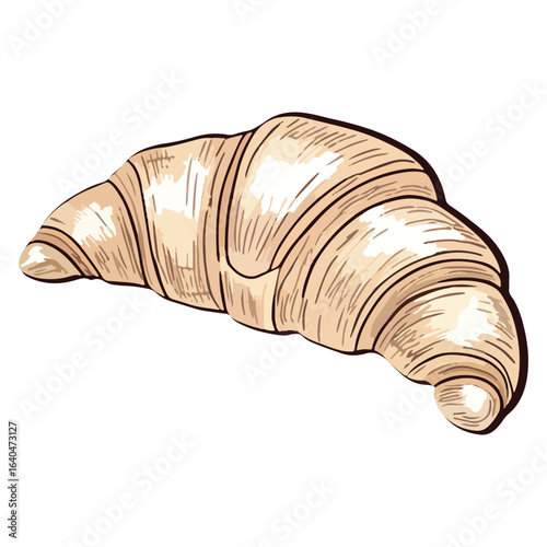 Delicious freshly baked croissant illustration for breakfast, cafe, or bakery design