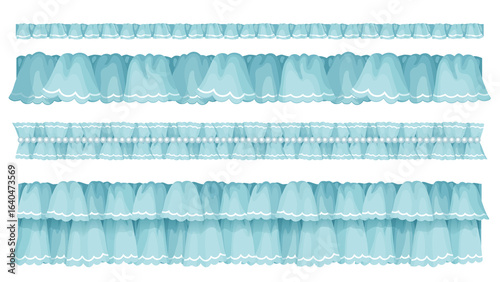 Photos Elegant Ruffle and Pearl Lace Borders – Romantic blue Fabric Trim Collection PNG