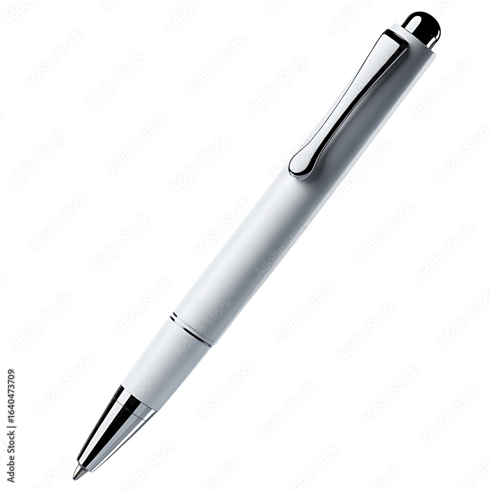 Fototapeta premium Realistic white Ballpoint Pen Isolated on Transparent Background