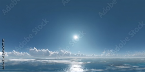 Panoramic hdr sky over calm ocean 360 degree view