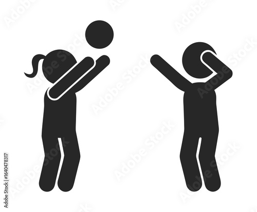 Isolated pictogram Children Play Volley Ball, for Slow Speed Children at Play sign

