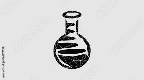 Discover groundbreaking scientific advancement with this abstract laboratory flask design symbolizing innovation and discovery in a modern, geometric style