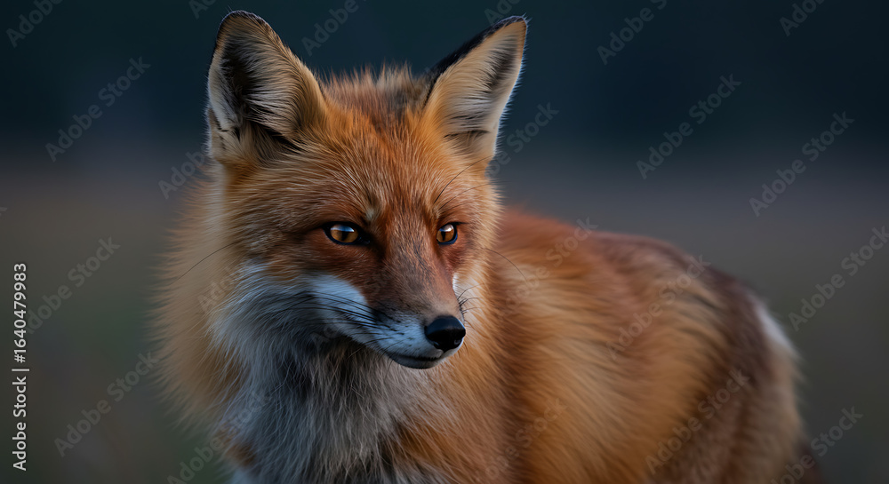 Fototapeta premium Close Up Portrait Of A Red Fox Showing Vibrant Fur And Intense Gaze