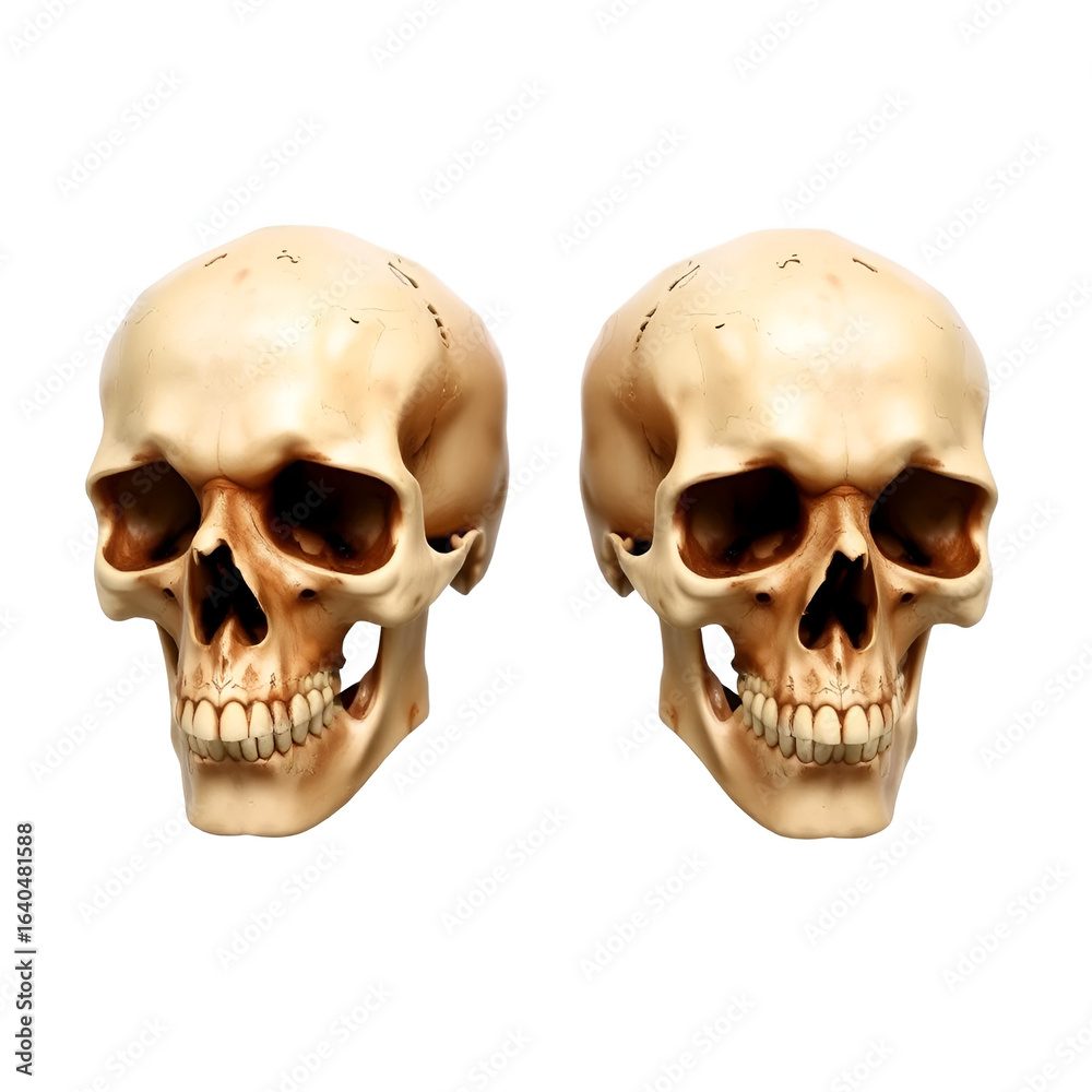 Obraz premium Two Human Skulls Isolated on White.