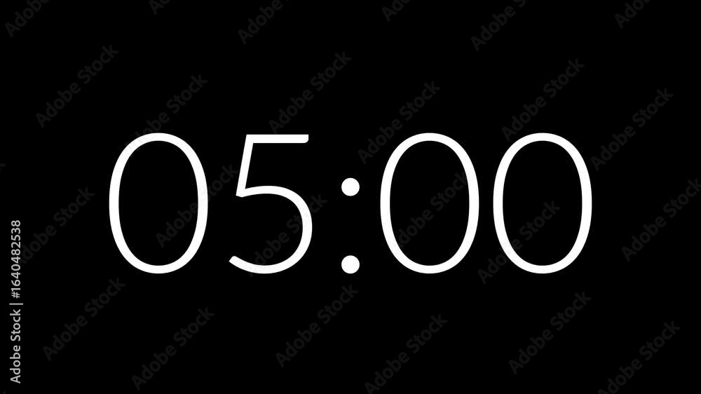5 second stopwatch timer displays on black background suitable for presentations, meetings, web, workouts, and time management visuals 5 second stopwatch timer displays on black background suitable for presentations, meetings, web, workouts, and time management visuals