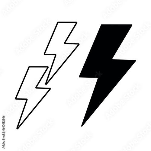 Three lightning bolt outlines showcase power and energy, featuring one solid black lightning symbol with transparency