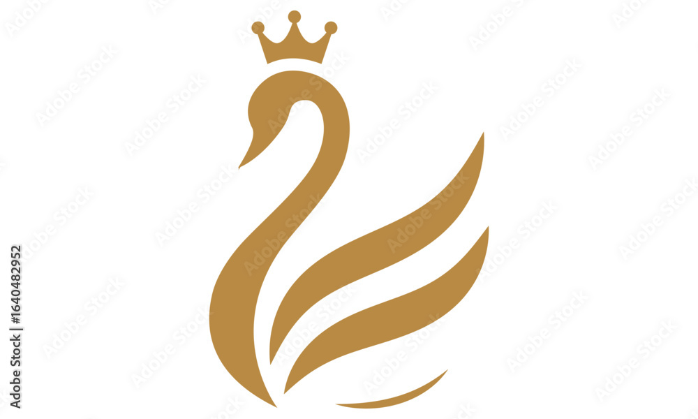 Fototapeta premium Elegant Golden Swan Logo 