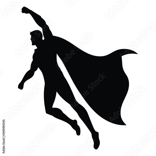 Flying man silhouette vector dynamic dramatic pose isolated on white background