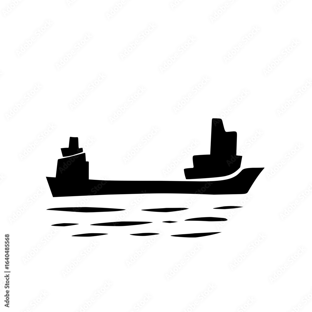 Fototapeta premium ship silhouette icon at sea