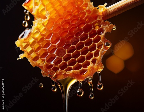 honeycomb with golden honey dripping__ 