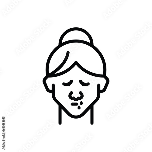Black line icon for runny nose
