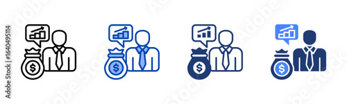 Investor icon set multiple style collection