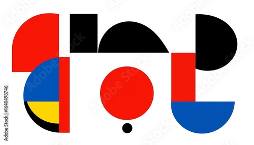 Bauhaus Geometric Abstract in White & Red 04