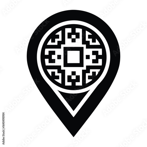 Location Finder QR Code Map Pinpoint Black and White Design on White Background