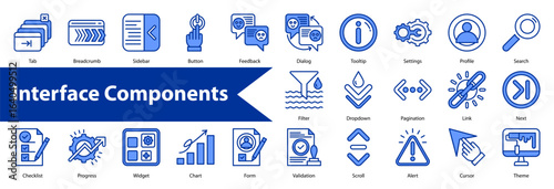 Interface Components icon, icon set, collection, vector, illustration, sign, symbol, set