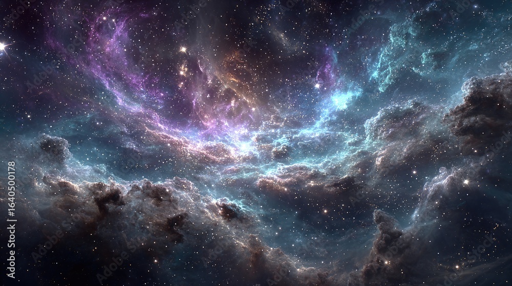 Obraz premium Cosmic nebula swirling in vibrant hues