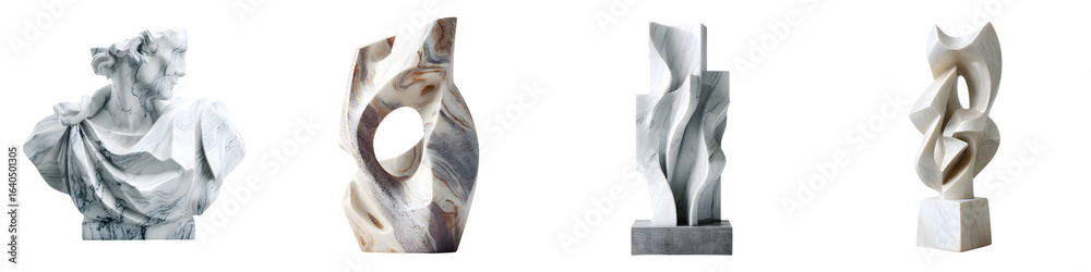 Naklejka premium Sculptures Art Collection on White Background