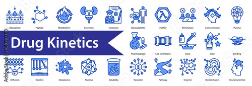 Drug Kinetics icon, icon set, collection, vector, illustration, sign, symbol, set