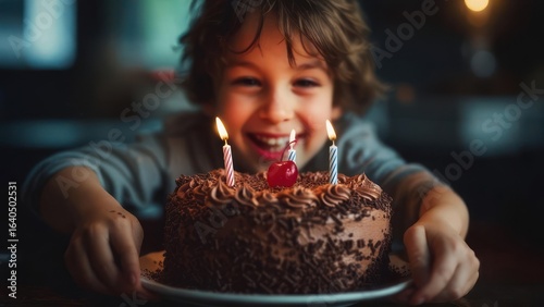 Child celebrating birthday with cake