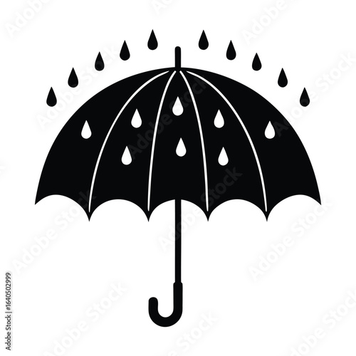 Black Umbrella Icon Rain Protection Graphic Design Element on White Background