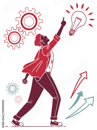 Energetic Creative Professional - Flat Design Vector Silhouette for Innovation & Ideas