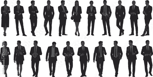 Silhouettes of business people, walking professionals, office team, corporate workers, formal attire, leadership, teamwork, business motion, confident posture, professional success, communication, 