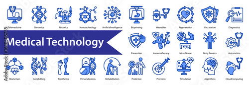 Medical Technology icon, icon set, collection, vector, illustration, sign, symbol, set