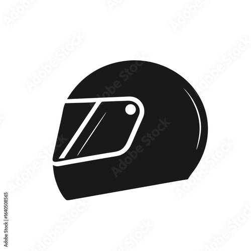 Isolated black pictogram sign of motorcycle helm, motorbike helmet, head protection
