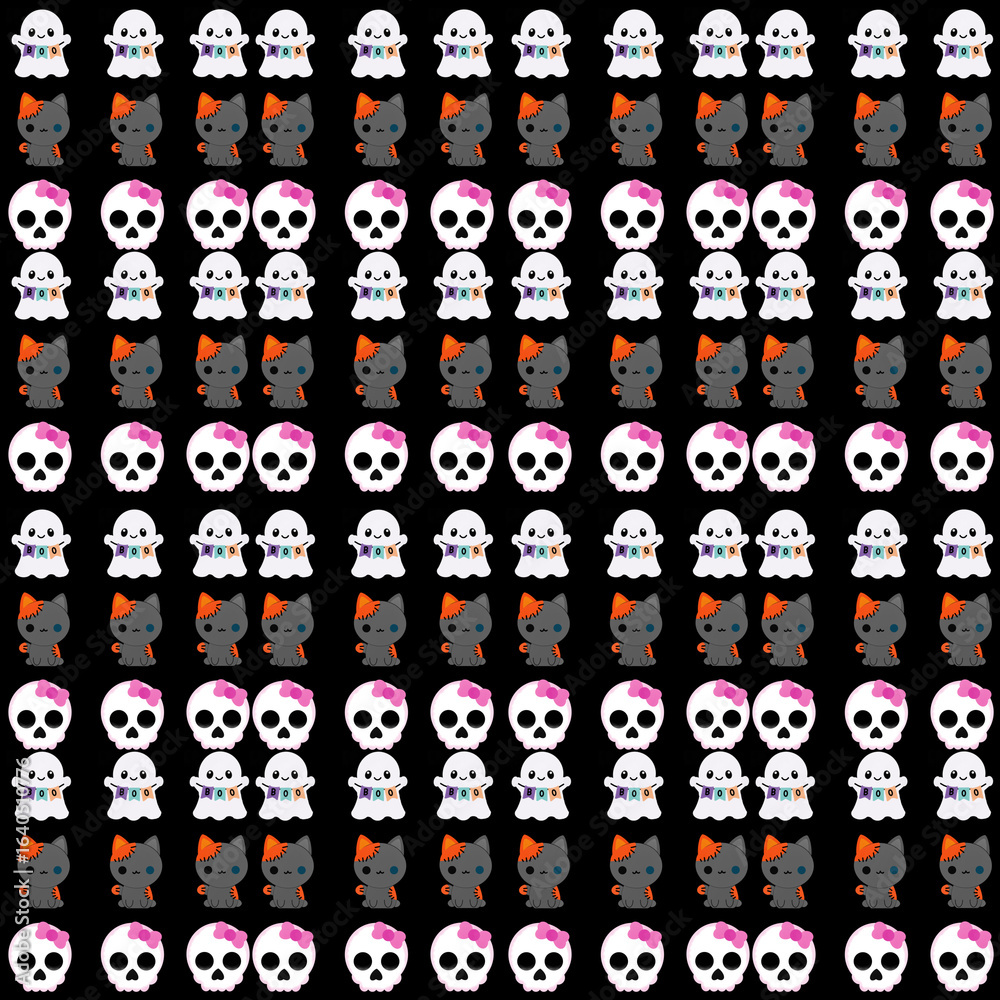 seamless pattern with skulls and little ghost seamless pattern with skulls and little ghost
