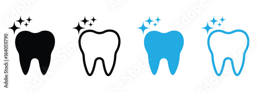 clean tooth dental care icon vector set illustration and symbol outline and flat style , vector illustration