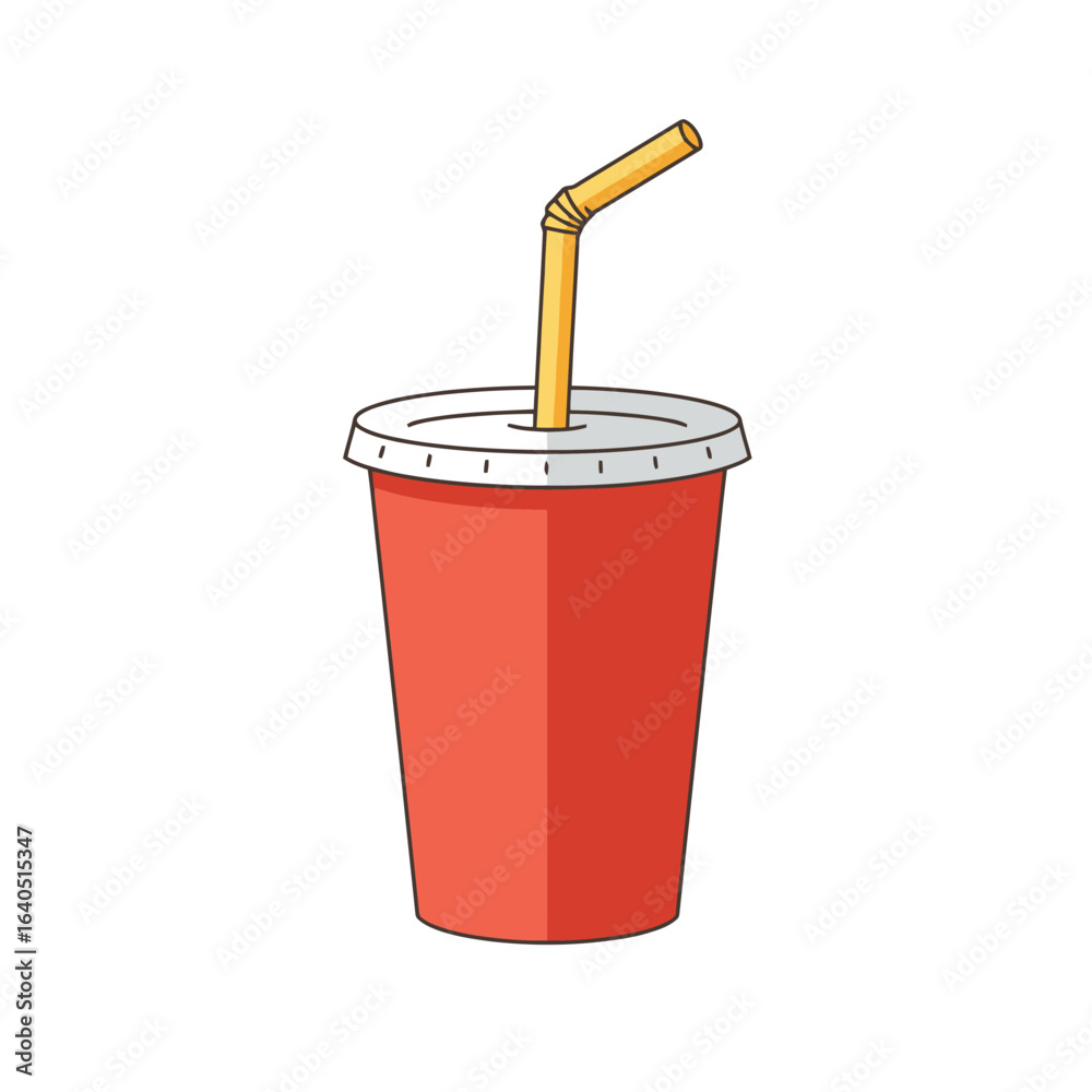 Cartoon Drink: Red Cup with Straw Cartoon Drink: Red Cup with Straw