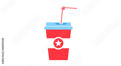 Retro Soda Cup with Star - Nostalgic Drink Illustration