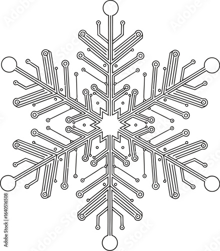 Digital snowflake technology circuit board winter christmas art