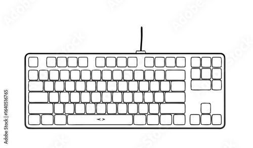 TKL Gaming PC Mechanical Keyboard black outline in isolated, symbol, logo, icon
