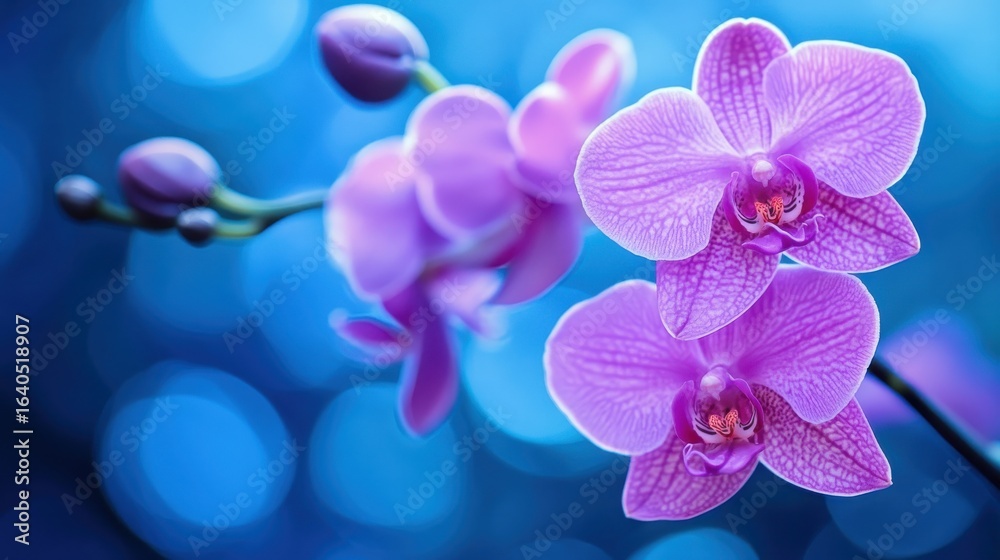 Blooming orchids in serene outdoor garden with bokeh background Blooming orchids in serene outdoor garden with bokeh background