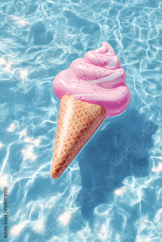 floating inflatable ice cream in pool