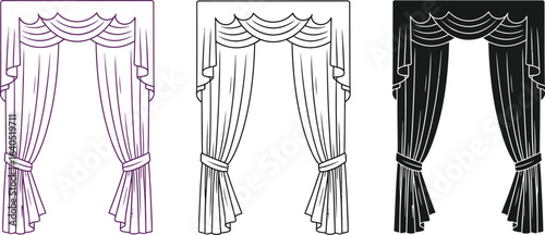 Download beautiful curtain vector design element templates art