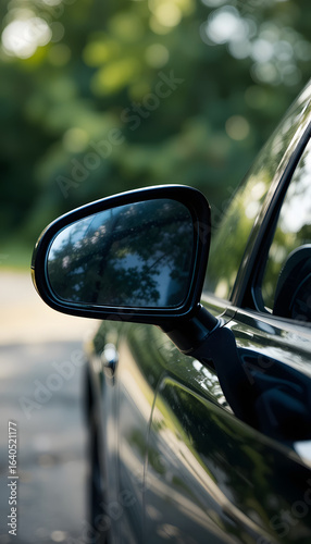 Black car side mirror.