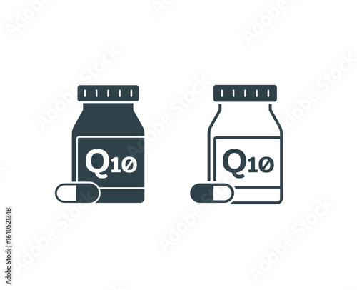 Q10 supplement jar icon, a bottle of Q10 supplement