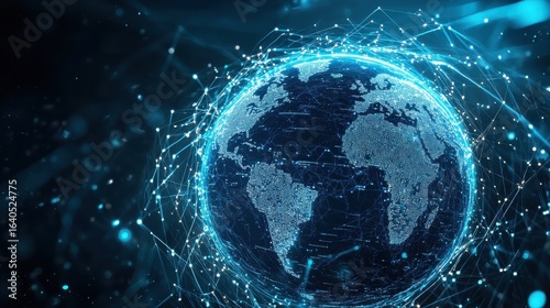 Abstract digital globe representing global connections at night
