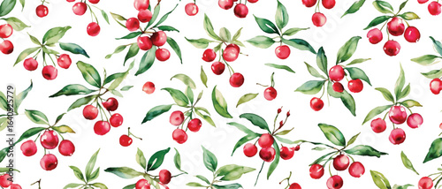 cherry seamless pattern watercolor background