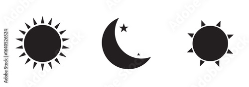 Sun moon icon illustration isolated vector sign symbol, Night icon of the moon with stars and sun icon eps 10