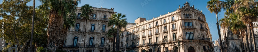 Fototapeta premium Authentic Ceuta Day Summer Celebration with Ornate Dragon Facade Historic Architecture for Premium Travel Marketing to Young Professionals and Families
